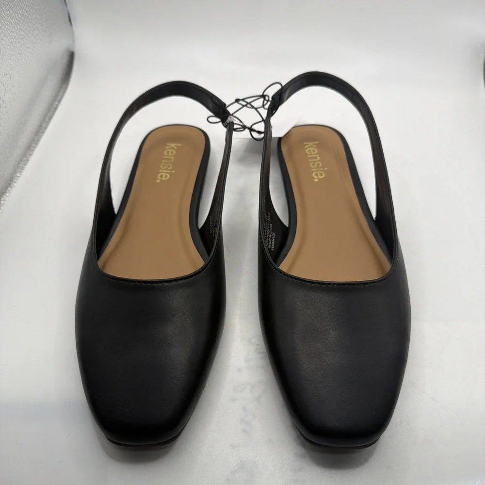 Kensie Women's Felice Dress Shoes Slingback Flats Easy On, Black. New Size 6.5